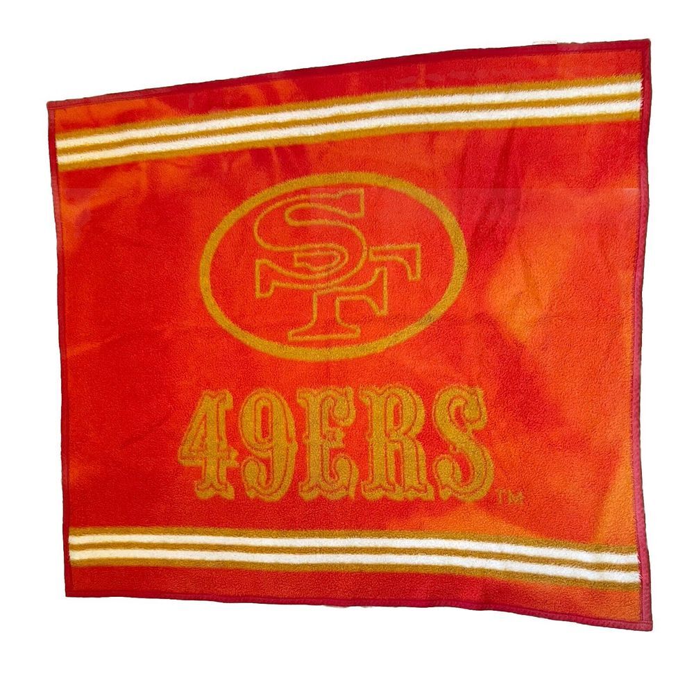 Vintage San Francisco 49ers Gold Red Biederlack Tailgate Blanket 52x46 USA